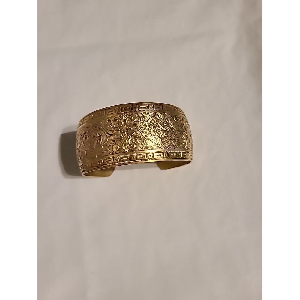 1 Inch Wide Cuff Bracelet, Modern Gold Cuff Bracelet, Brass Carved